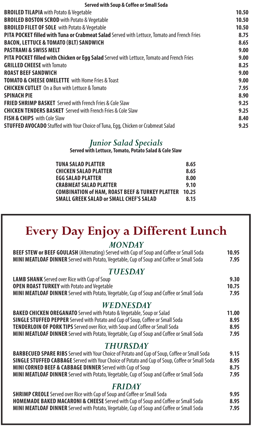 Luncheon specials town house hamden restaurant